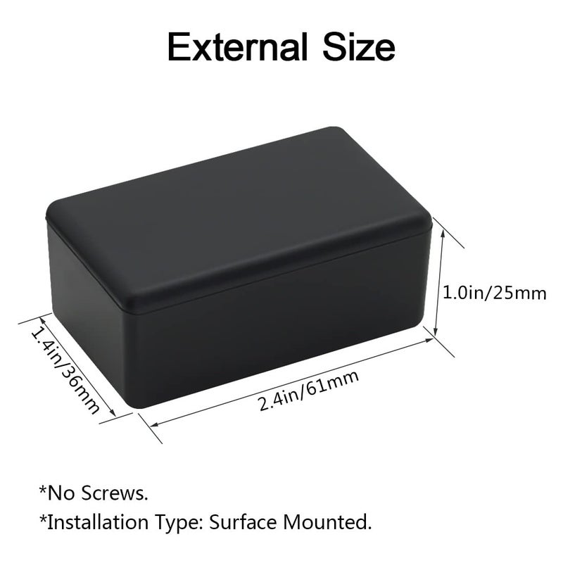 LeMotech 5Pcs ABS Plastic Electrical Project Case Power Junction Box, Project Box Black 2.4 x 1.4 x 1.0 inch (61 x 36 x 25 mm) - Image 2